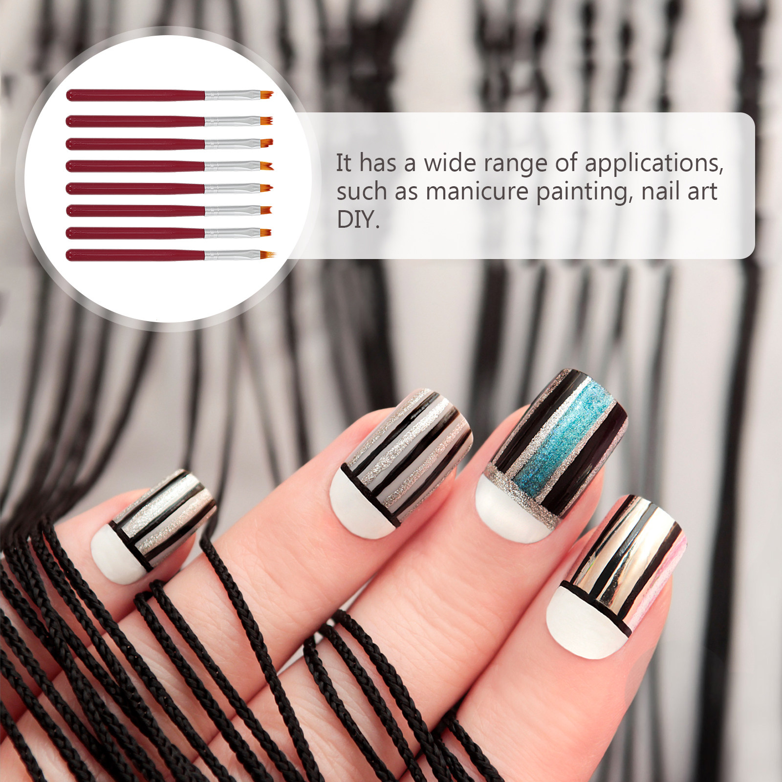 8Pcs Nail Art Brush Pen Set Ny - Brush Bristle Set review and price